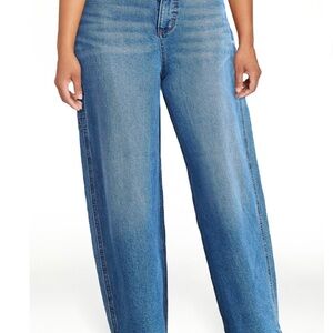 SCOOP Womens Baggy Carpenter Jeans Size 6 Distressed Adjustable Waist New